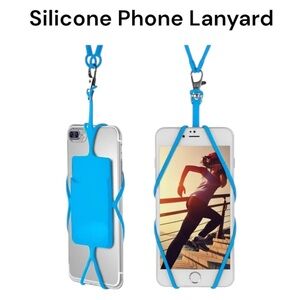 NWT Silicone Phone Lanyard Card Holder Universal Neck Strap Pink/Blue/Green